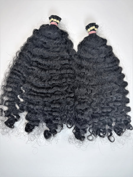 Burmese Curly/Kinky Curly I-Tip Hair Extensions (Custom Order) - QBWigCollections