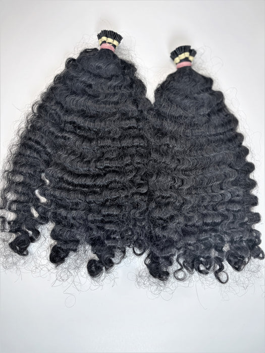 Burmese Wavy / Curly I-Tip Hair Extensions - QBWigCollections
