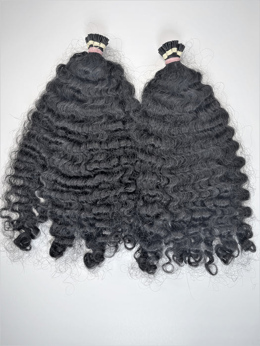 Burmese Curly/Kinky Curly I-Tip Hair Extensions (Custom Order) - QBWigCollections