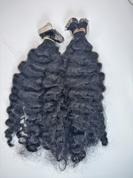 Burmese Wavy-Curly / Kinky Curly Tape-In Hair Extensions - QBWigCollections