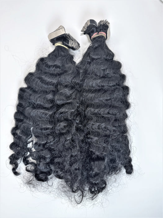 Burmese Curly/Kinky Curly Tape-Ins (Custom Order) - QBWigCollections