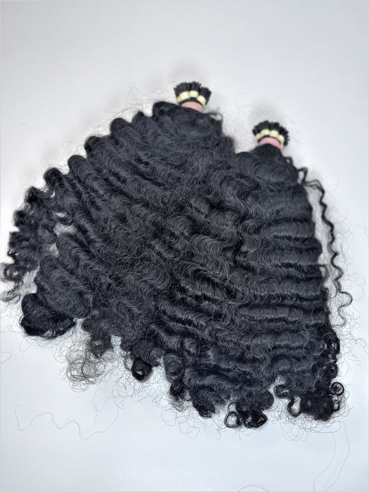 Burmese Curly/Kinky Curly I-Tip Hair Extensions (Custom Order) - QBWigCollections