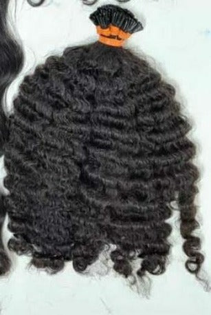 Burmese Curly/Kinky Curly I-Tip Hair Extensions (Custom Order) - QBWigCollections
