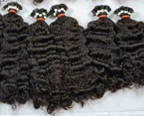 Burmese Curly/Kinky Curly I-Tip Hair Extensions (Custom Order) - QBWigCollections